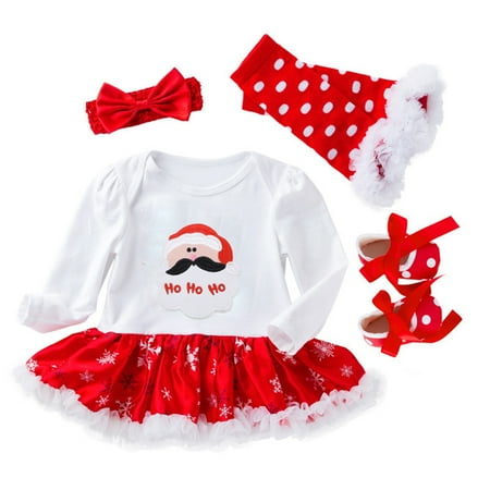 

Lovely Baby Bodysuit Toddler Christmas Deer Patterned Dresses Mesh Dress Newborn Christmas Dress Suit Suitable for 0-3 Months Si