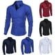 thumbnail image 3 of Am hombres moda Color sólido Turn Down cuello manga larga Slim Fit blusa camisa Toppangjing, 3 of 4