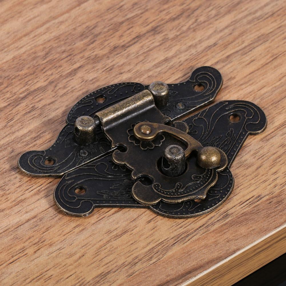 Small ant style Cabinet Jewelry Box Latch Swing Hook Solid Brass Hasp Lock #X16