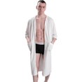 thumbnail image 2 of Men Women Zipper Robe Soft Lightweight Bathrobe 3/4 Sleeve Pockets Housecoat, 2 of 3