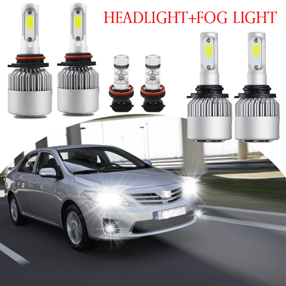 6× LED Headlight High/Low Beam+Fog Light Bulbs For Toyota Corolla 2009 2010-2014