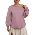 thumbnail image 2 of One Shoulder Sweatshirts for Women 2025 Long Sleeve Lightweight Loose Plain Sweatshirt Pullover Tops, 2 of 6