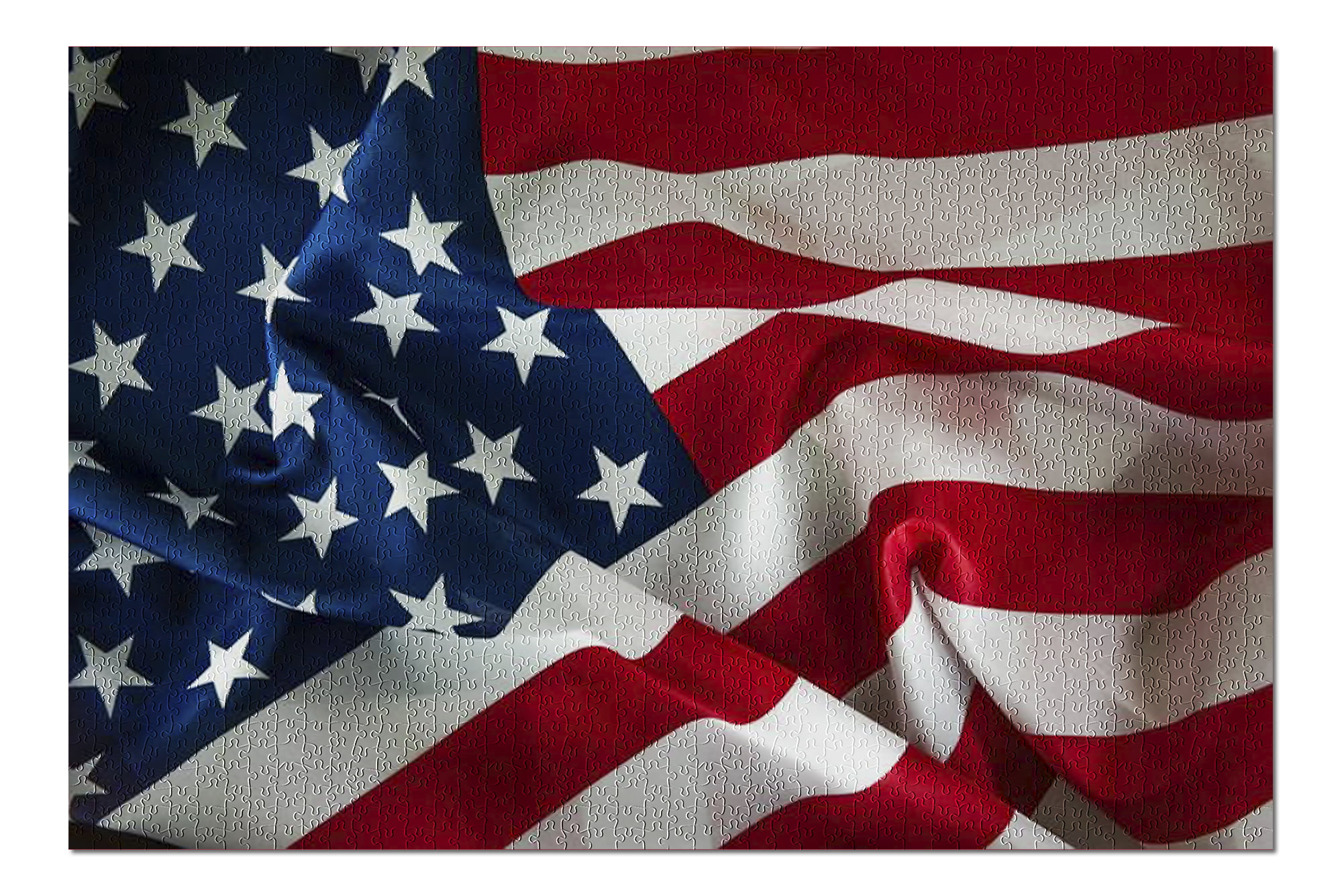 Close Up of Ruffled United States Flag 9013241 (20x30 Premium 1000 Piece Jigsaw Puzzle, Made in USA!)