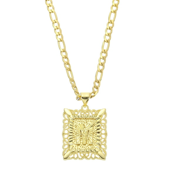 Uxcell 20" Initial Letter Pendant Necklace for Men Women, Capital Alphabet M, Gold