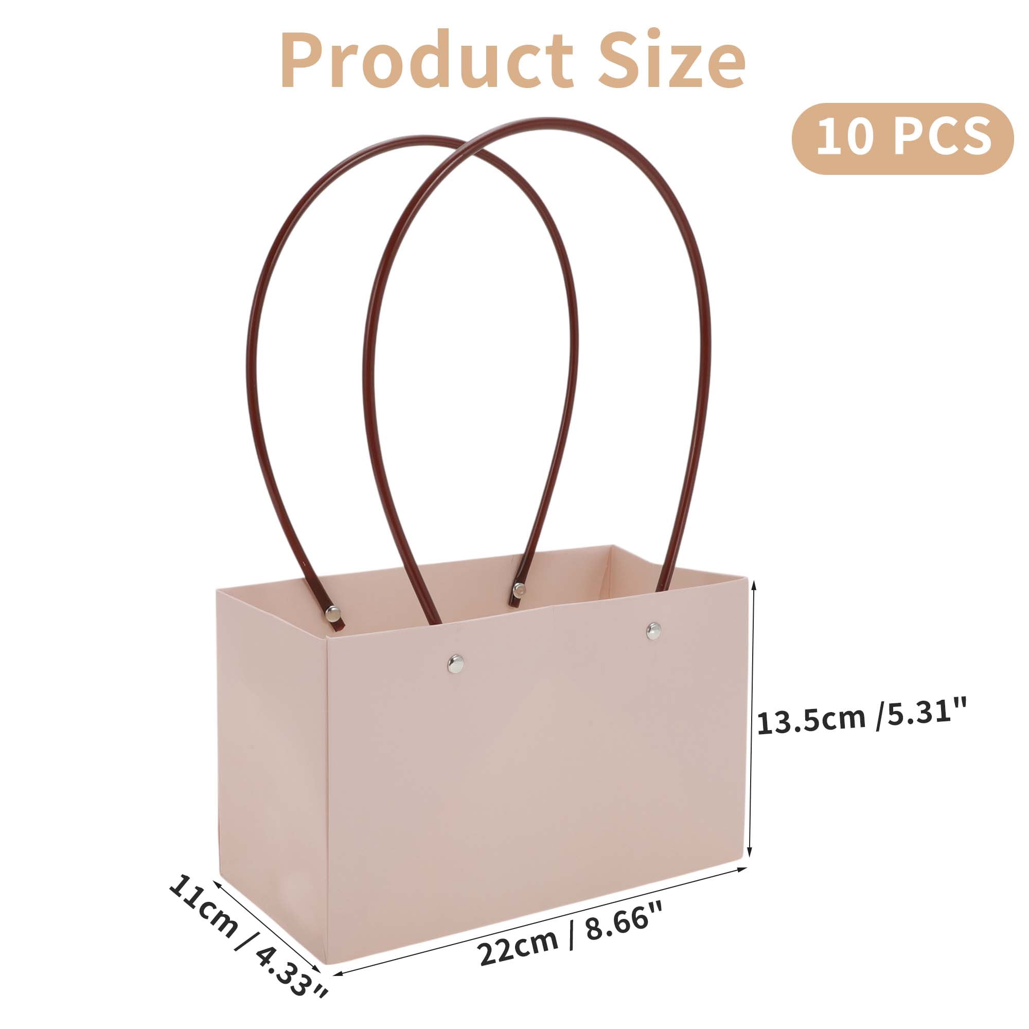 Unique Bargains 10Pcs Floral Bags with Handle Pink 8.66" x 4.33" x 5.32"