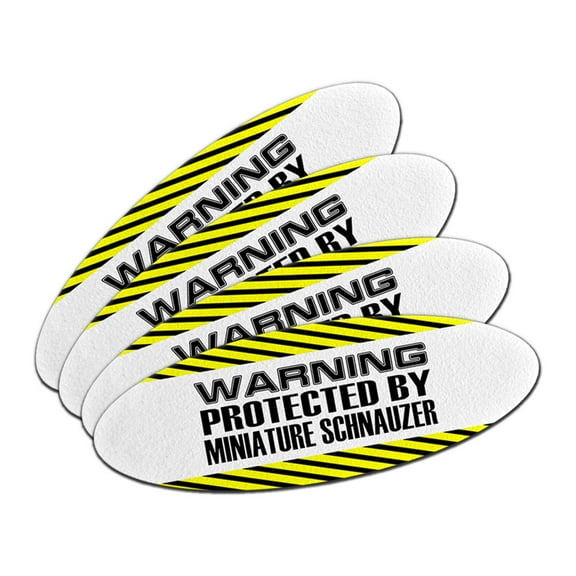 Warning Protected By Miniature Schnauzer Oval Nail File Emery Board 4 Pack