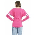 thumbnail image 3 of Toptie Women's Crewneck Pom Pom Pullover Jersey Youth Long Sleeve Baseball Tee Shirt Blank-Fuchsia White-L, 3 of 4