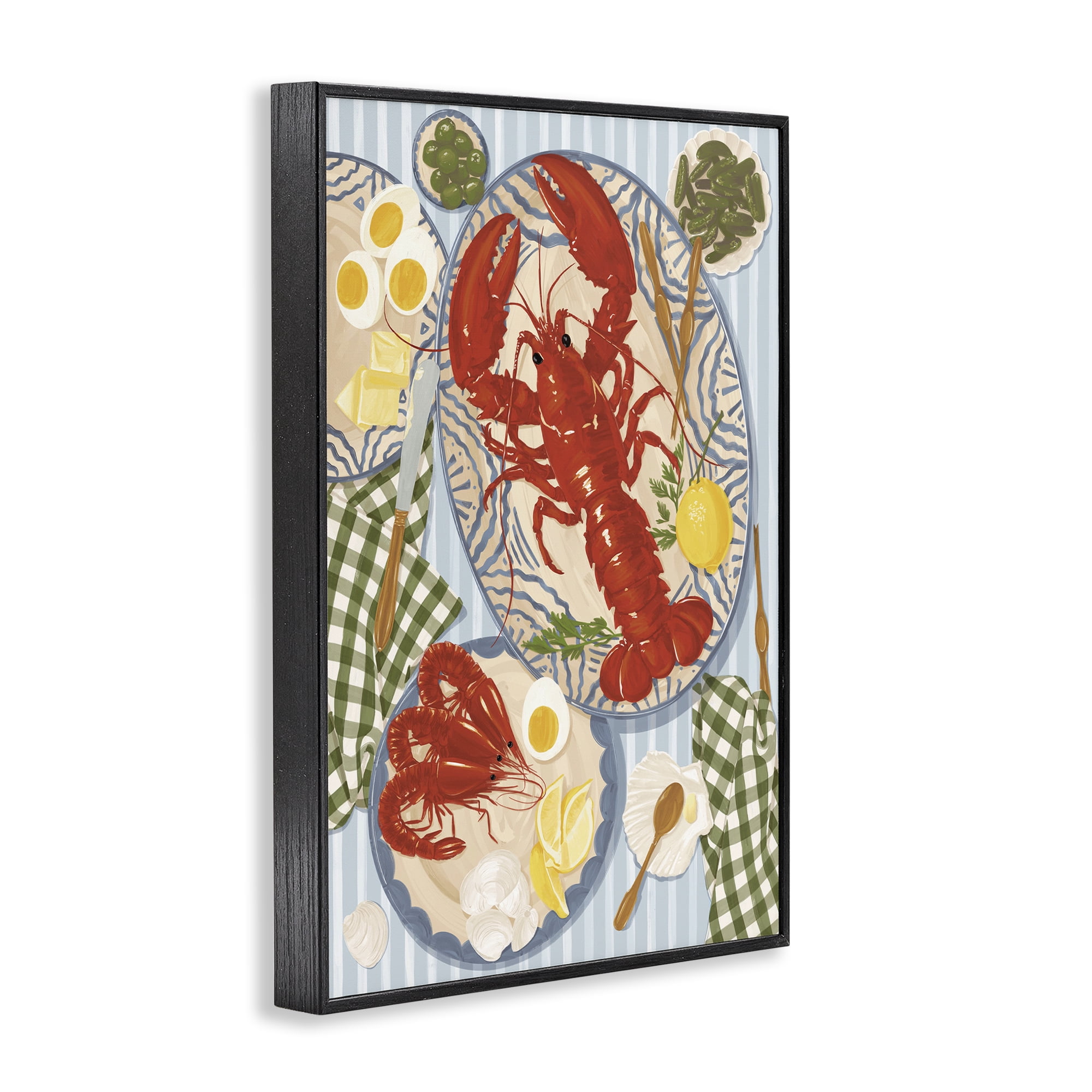 Stupell Industries Lobster For Lunch Platter Black Framed Giclee Art, design by Vero Illustrates