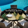 thumbnail image 6 of Black Christmas Round Tablecloth, Fitted Table Cover with Elastic for 36"-44" Round Tables, Xmas Tree Snowflake Farmhouse Table Cloth Outdoor Indoor Dinning Party Waterproof Tablecloths, 6 of 7
