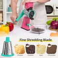 thumbnail image 5 of 3 in 1 Cheese Grater, Cheese Grater Rotary with Storage Bag, Cheese Shredder for Fresh Cheese, Vegetable, Nuts, Non-slip Suction Base, Hot Pink & Green, 5 of 9