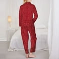 thumbnail image 5 of Kll Vintage Burgundy Print Women'S Long Sleeve Pajamas With Pants Sleepwear Loungewear 2 Set-X-Large, 5 of 9