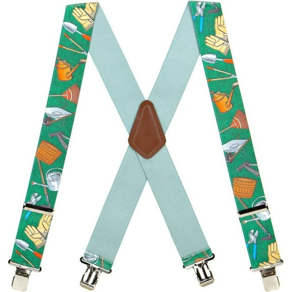Suspender Store Novelty Garden Tools Suspenders - 2-Inch Wide Elastic - X-Back - Clip - 3 Sizes
