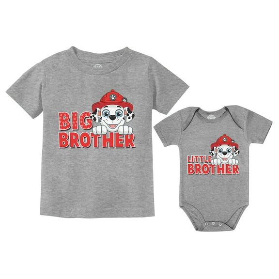 Paw Patrol Marshall Big Brother Little Brother Matching Outfits Shirts for Boys Kids Gray 5/6 / Baby Gray 12M (6-12M)