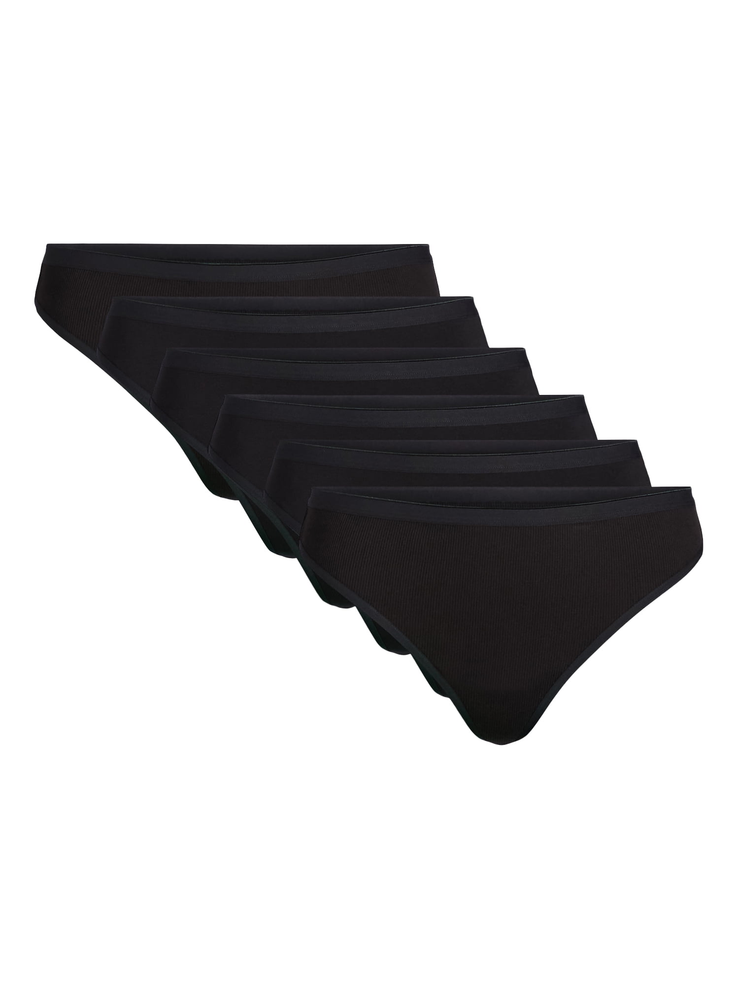 Joyspun Women's Cotton-Blend Thong Panties, 6-Pack, Sizes S-XXXL