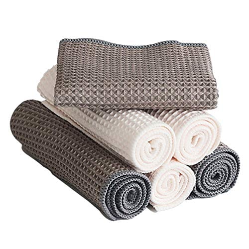 Microfiber Waffle Weave Kitchen Towels Dish Cloths Cleaning Cloth 12x12 6 Pack 