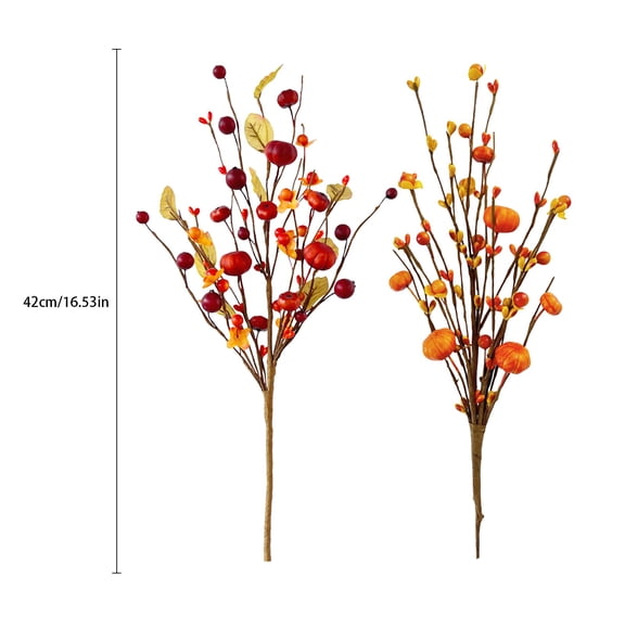 Artificial Pumpkin Berry Branch Stems for Fall Christmas Table Centerpiece Home Decor