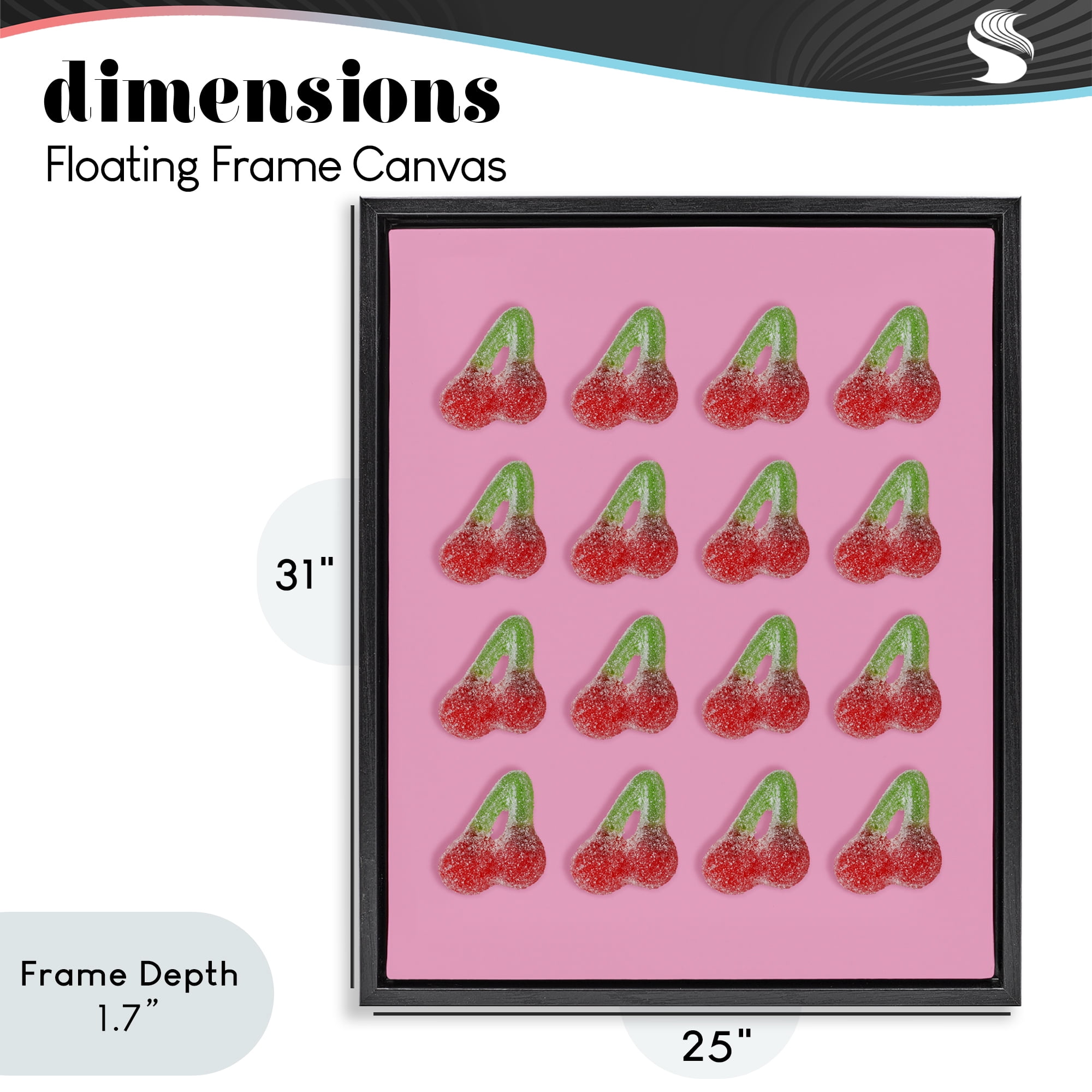 Stupell Industries Cherry Candy Pattern Black Framed Floater Canvas Wall Art, design by LISH Creative