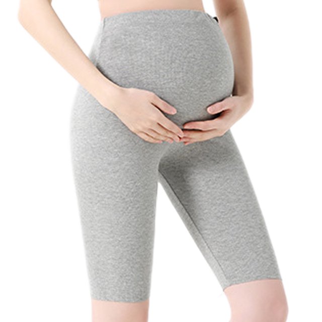 Leggings suaves de cinco puntos para mujeres embarazadas, cintura alta, pantalones de montar