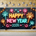 thumbnail image 5 of Neon Happy New Year Banner Firework Design New Year Display Colorful 2026 Pattern 2026 Backdrop for New Year Party Holiday Celebration Indoor Decoration, 5 of 9