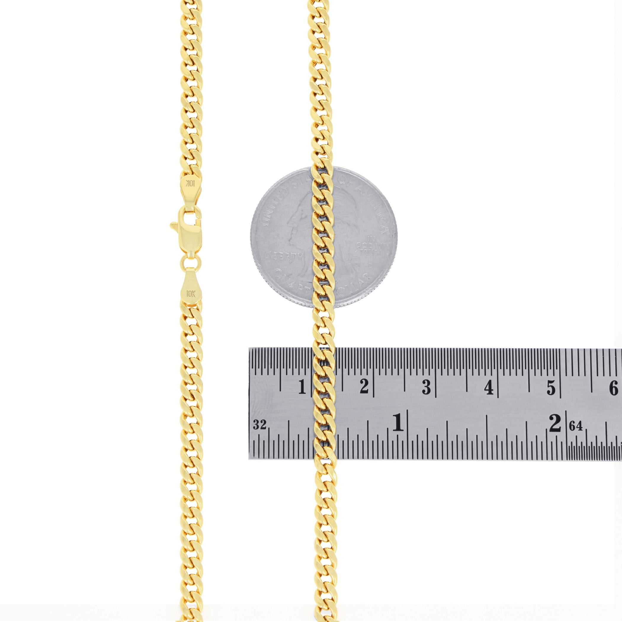 Nuragold 10k Real Yellow Gold Miami Cuban Lightweight Link 4mm Chain Necklace (16"-30") Italian Jewelry for Men & Women