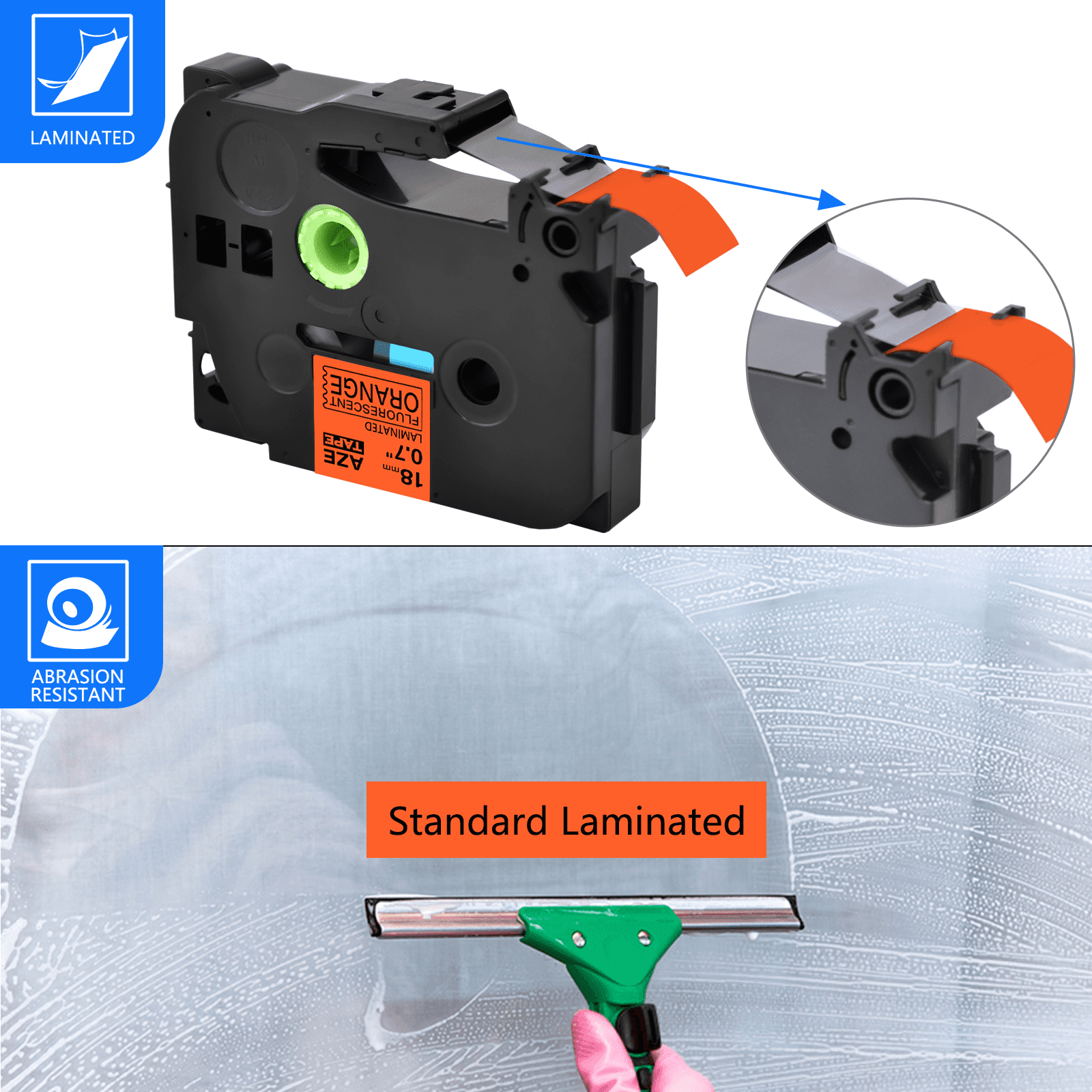GREENCYCLE 10PK Compatible for Brother Black on Fluorescent Orange 18mm 8m TZ TZe TZe-B41 TZ-B41 TZeB41 TZB41 Laminated Label Tape use in PT-P700 PT-P750W PT-D600 PT-D400 Label Maker
