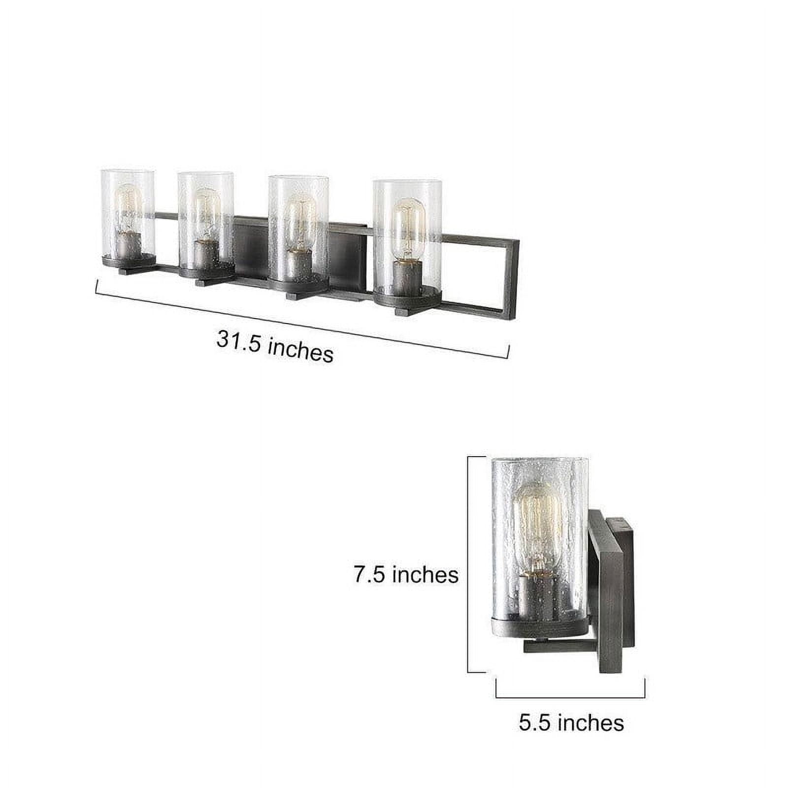 LNC 4-Light Bushed Grey with Seed Glass Farmhouse Bathroom Vanity Light