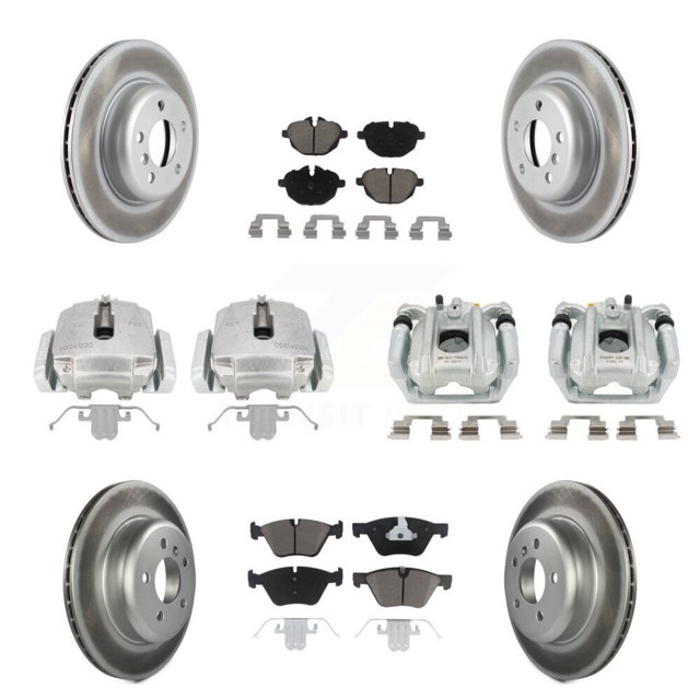 Transit Auto Front Rear Disc Brake Caliper Coated Rotors and Ceramic Pads Kit (10Pc) for Car BMW 528i xDrive Without Performance Brakes with 330mm Diameter Rotor KCG-100985C
