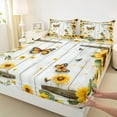 thumbnail image 3 of Castle Fairy Floral Sunflowers Twin Sheet Sets 3pcs for Boys Girls,Flying Butterflies Twin Fitted Sheet Microfiber,Old Barn Door Breathable Flat Sheet,Lightweight Room Decor, 3 of 7