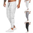 thumbnail image 3 of YMNXA Men's Sweatpants Drawstring Elastic Waist Striped Print Ankle Tied Comfortable Fashion Trousers With Pockets For Daily Wear,White,Xxxl, 3 of 4