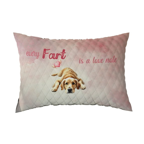 Every Fart is Love Note Golden Retriever Guilty Face Happy Valentine's Quilt Pillowcase Goldens Dog Lover Gifts Idea Throw Pillow Cover Bed Home Decor - 01016