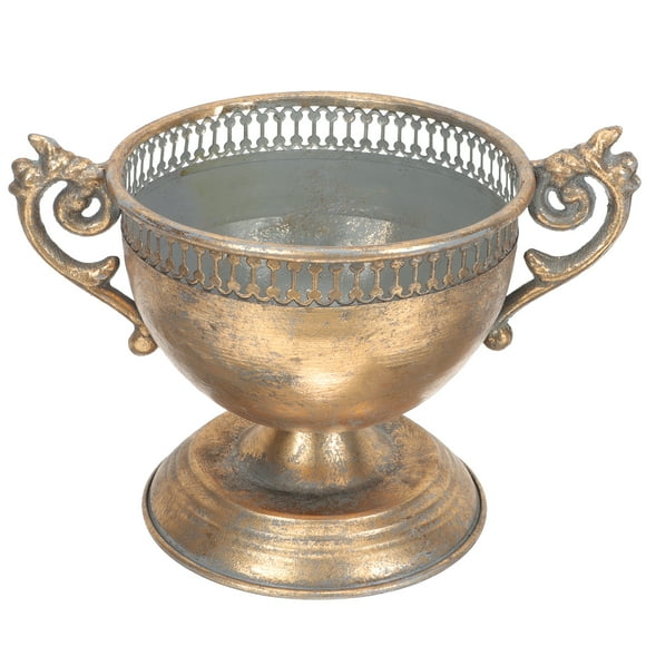 KAKOWELY Golden Iron Decorative Vase for Home with Unique Vintage Design and Durable Build 6.5 Inches,9.84"X6.69"X5.51"
