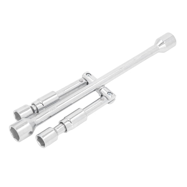 Wheel 4 Way Cross Wrench, 14in Multifunctional High Hardness Folding Lug Wrench for RV