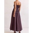 thumbnail image 5 of Chocolate Spaghetti Strap Maxi Dress With Ruffle Trim And Smocked Waist Flowy A-Line Sundress, 5 of 7