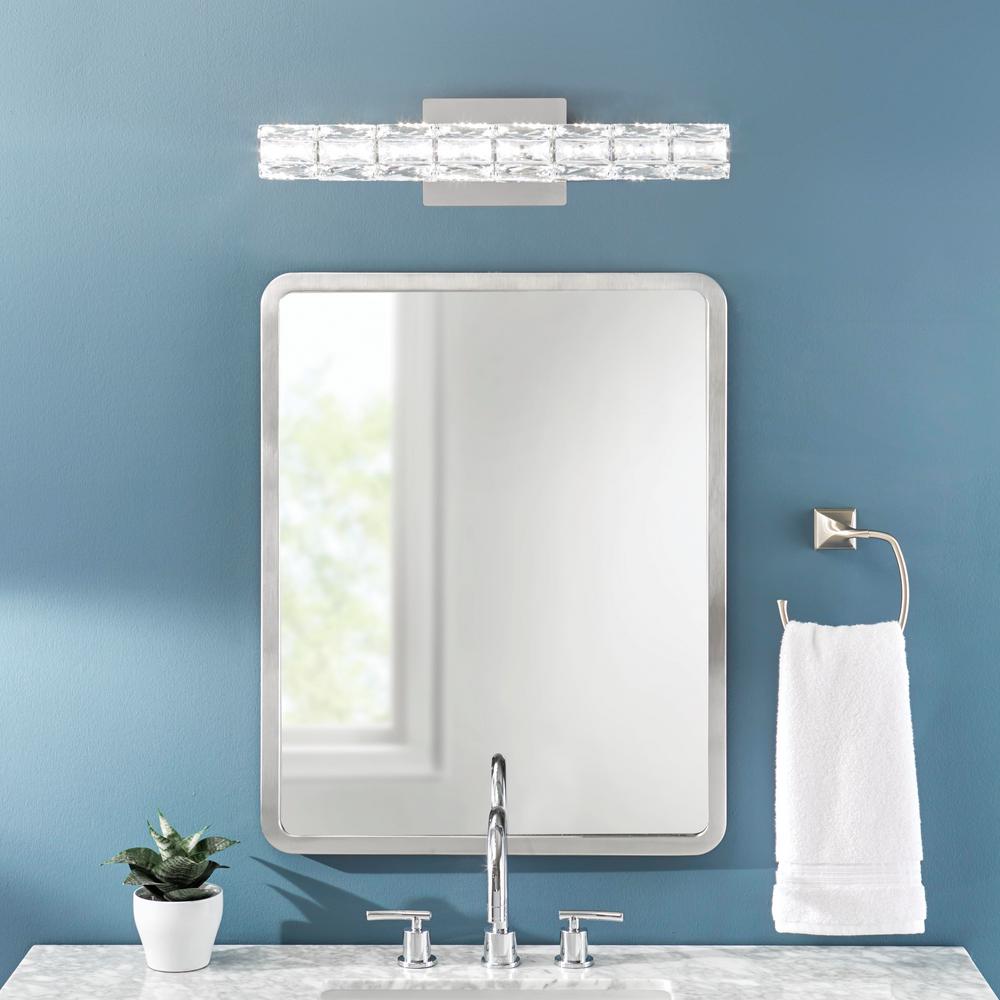 Keighley 18 in. Integrated LED Chrome Bathroom Vanity Light Fixture with Crystal Shade