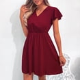 thumbnail image 1 of Vestido de manga con vuelo ANGGREK verano Cuello en V Espalda cruzada, 1 of 6