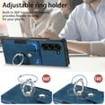 thumbnail image 5 of Compatible with Samsung Galaxy Z Fold 6, Classic Card Slots 360 Rotating Finger Ring Kickstand PU Leather + TPU Frame Magnetic Closure Back Case Cover for Samsung Galaxy Z Fold 6, Blue, 5 of 7
