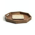 thumbnail image 2 of Acacia Wood Serving Tray - 17x17 Inch Octagon Tray with Handles - Decorative Home Tray, 2 of 2