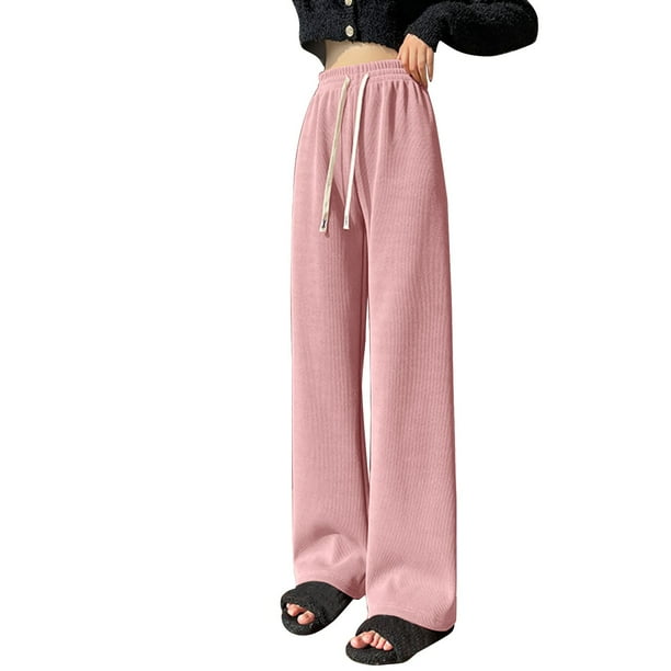 Gibobby Pantalones para mujer cintura alta para el frío Pantalones Cargo Mujer Ropa Holgada De Ajuste Relajado Pantalones Demin Negros Cremallera De Cintura Alta(Rosa,CH)