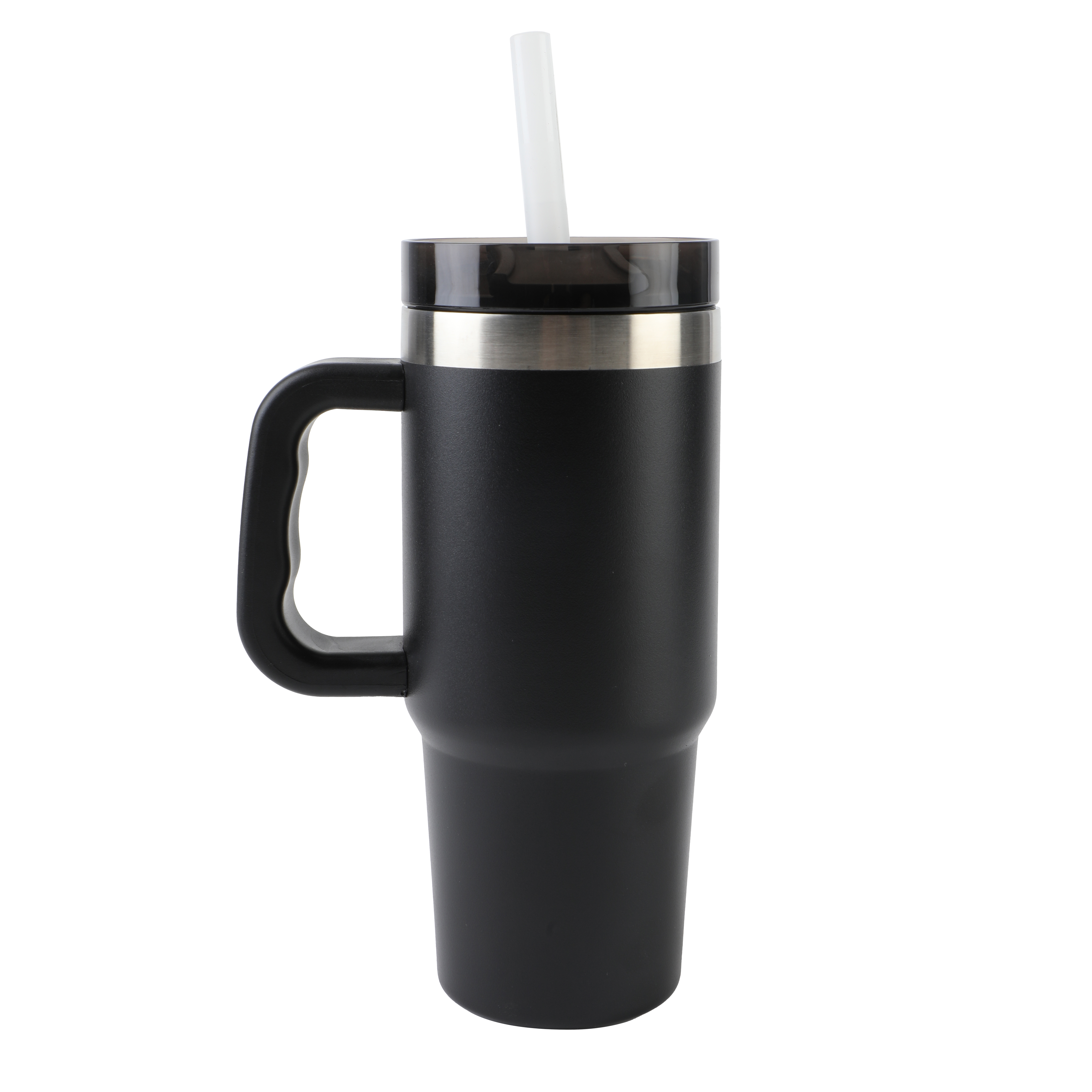 Termo de acero inoxidable aislado de 18 oz con asa, negro intenso 6