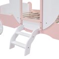 thumbnail image 4 of Euroco Wood Twin Size Princess Carriage Bed with Crown, Fairy tale Twin Platform Pumpkin Carriage Bed for Girls, White&Pink, 4 of 12