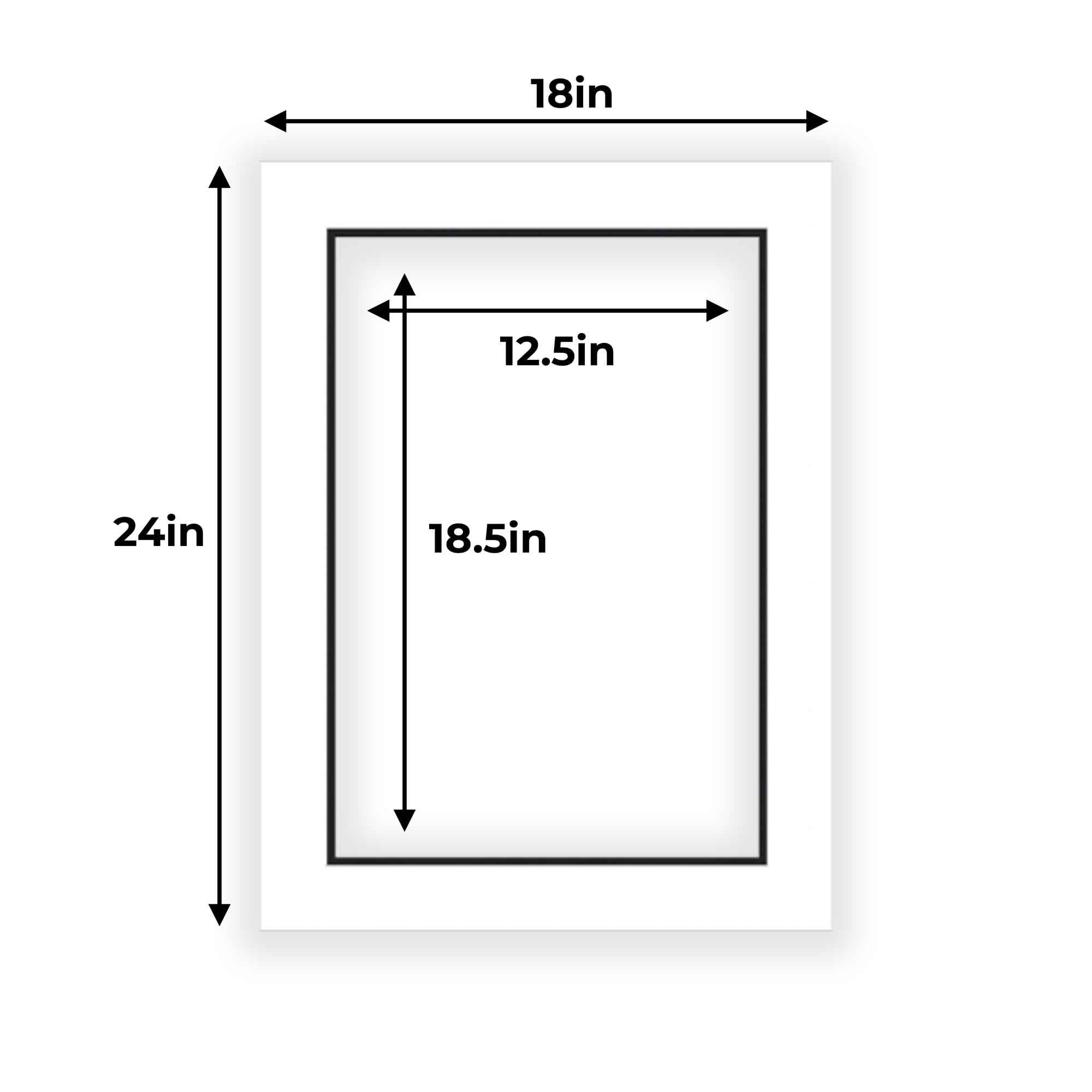 5-Pack 18x24 Double Picture Mats – White & Black, Bevel Cut For 12x18 Photos