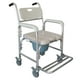 thumbnail image 1 of Silla de ducha de aluminio Inodoro de cabecera con ruedas y asiento acolchado, silla de transporte rodante Silla de ruedas con cerradura Asiento de inodoro de cabecera, 1 of 6