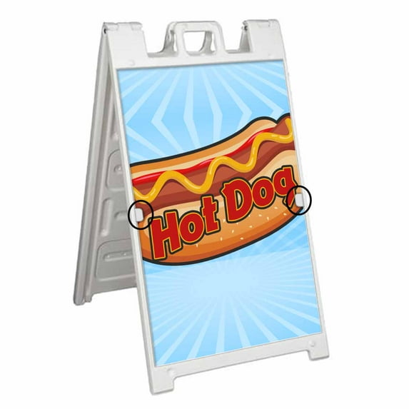 Hot Dog (24" X 36") Deluxe A-Frame Signicade, Includes 2 Removable Panels & Stand