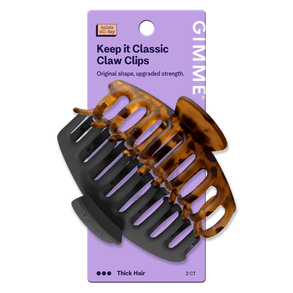 Gimme Beauty Classic Claw Cip For Thick Hair Twists & Buns - Black & Tortoise - 2 Count