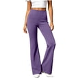 thumbnail image 3 of Women's High Waist Flare Yoga Pants, Ghalytn Stretch Bootcut Casual Trousers with Back Pockets, 3 of 9