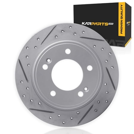 KarParts360 For Kia Soul 2014-2025 Brake Rotor | Drilled And Slotted | 76 Millimeters / 2.99 Inches Center Hole Diameter