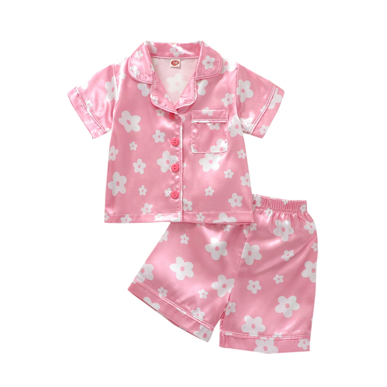 Bagilaanoe Toddler Baby Girls Floral Silk Pajamas Set Short Sleeve ...