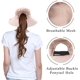 thumbnail image 4 of Women's Ponytail Sun Hat UV Protection Foldable Mesh Wide Brim Beach Fishing Hat, 4 of 5