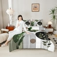thumbnail image 4 of Manfei Modern Minimalist Bedding Comforter Set, Tropical Green Leaves Twin Comforter Sets, Simple Art Lines Bedding Set, Lightweight Room Decor, 2pcs Reversible, 4 of 8