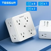TESSAN Surge Protector Outlet Extender,8 Outlet with 3 USB Wall Charger (1 USB C Port), 3-Sided Multi Plug Power Strip 1700J, USB Charging Station for Home Office Dorm Room